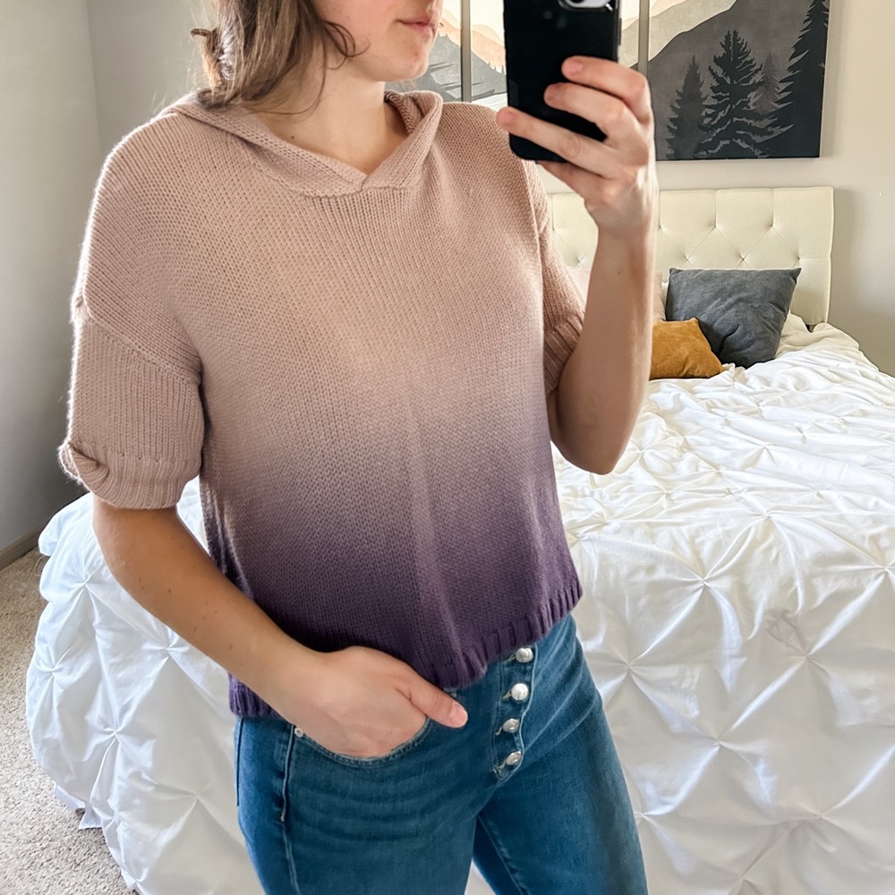 525 ombré knit cropped hoodie sweater